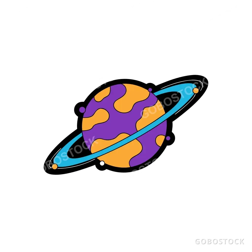 Ringed Planet Sticker — AI-generated image made with Recraft V4.1 Vector on Gobostock