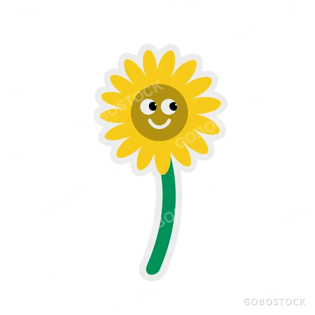Happy Sunflower Sticker — AI-generated image made with Recraft V4.1 Vector on Gobostock
