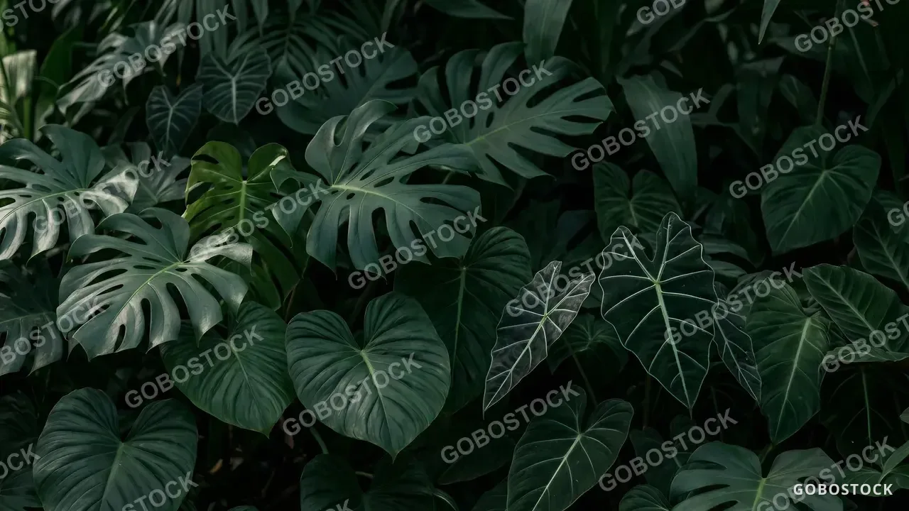 Dark Botanical Leaves With Subtle Highlights — Editorial View — AI-generated image made with Nano Banana 2 on Gobostock