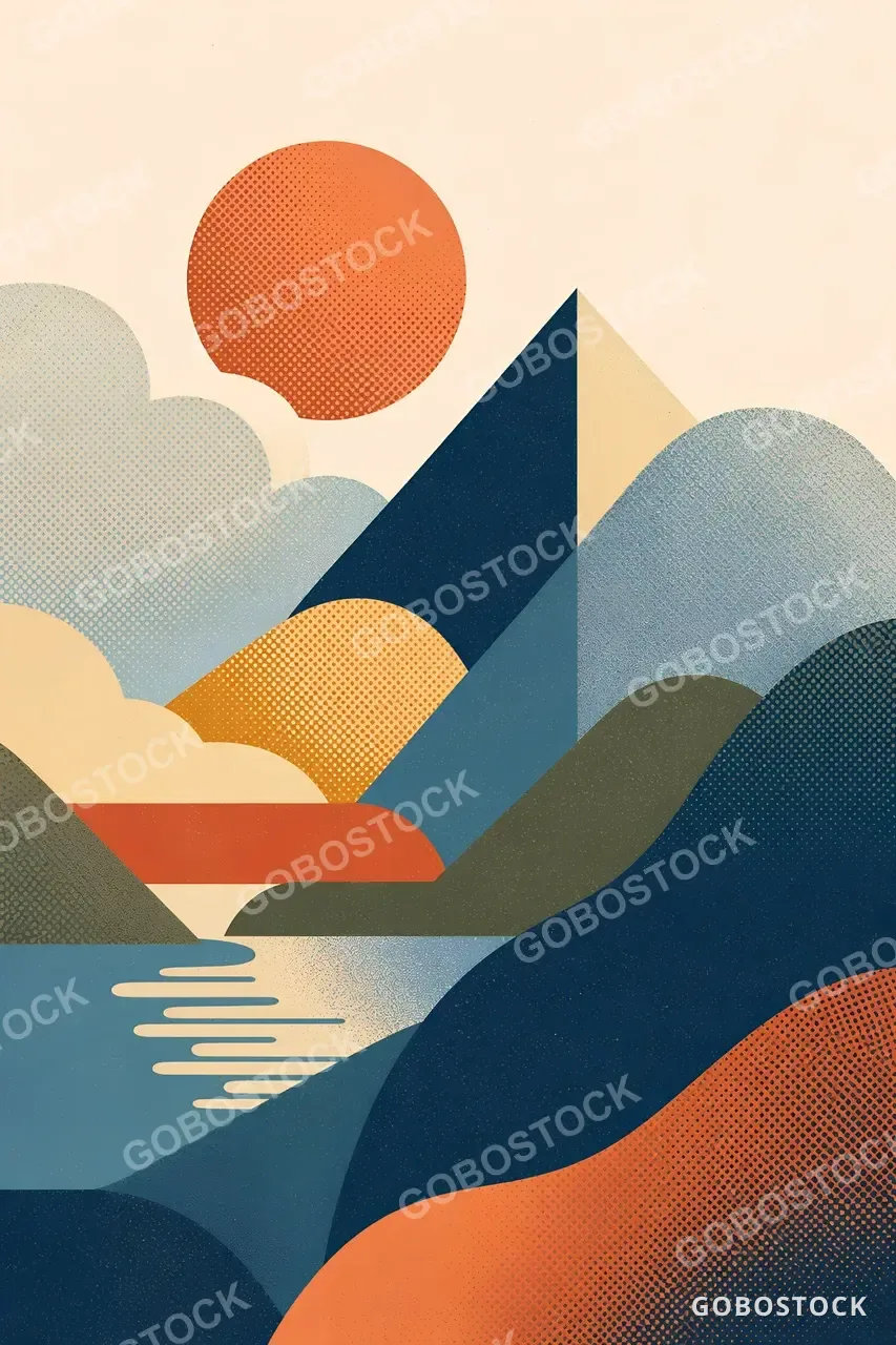 Retro Halftone Shape Composition — Atmospheric Frame — AI-generated image made with GPT Image 2 Edit on Gobostock